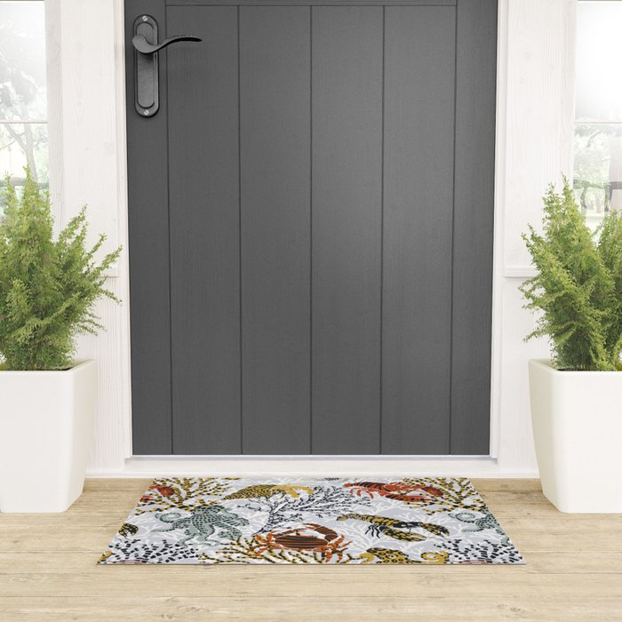 Vibrant coral reef light grey downtoned Welcome Mat Gallery Image 3