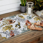 Vibrant coral reef light grey downtoned Outdoor Rug Gallery Image 2