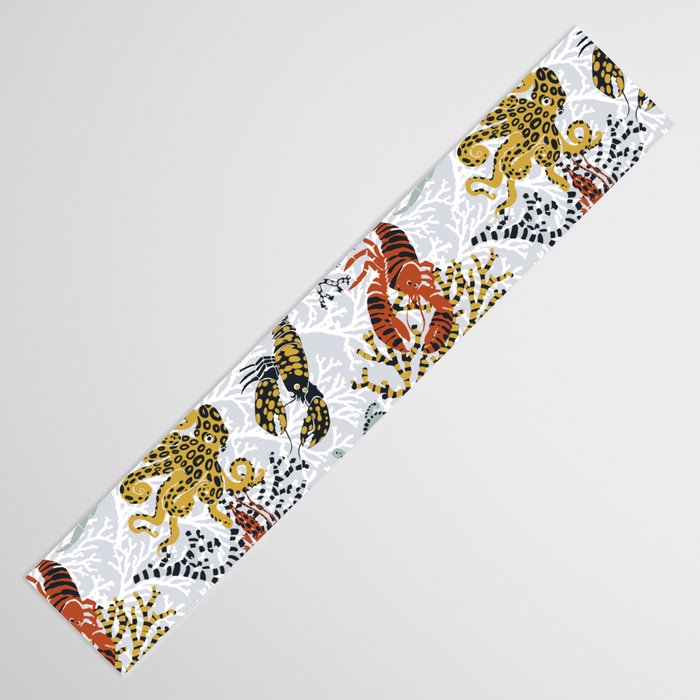 Vibrant coral reef light grey downtoned Table Runner Gallery Image 3