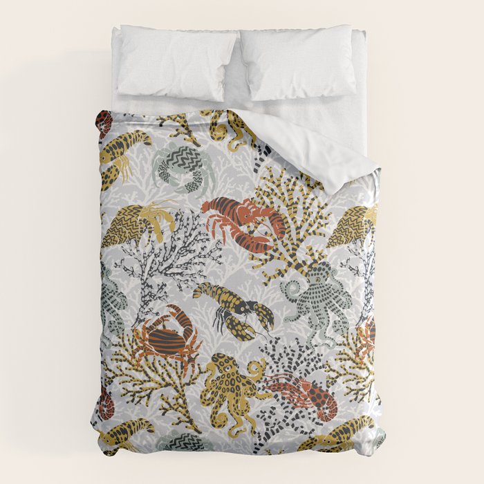 Vibrant coral reef light grey downtoned Duvet Cover Gallery Image 6