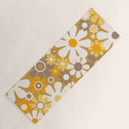 Retro Garden Flowers Groovy 60s 70s Floral Pattern in Ochre Yellow Orange Yoga Mat Gallery Image 1