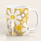 Retro Garden Flowers Groovy 60s 70s Floral Pattern in Ochre Yellow Orange Coffee Mug Gallery Image 1