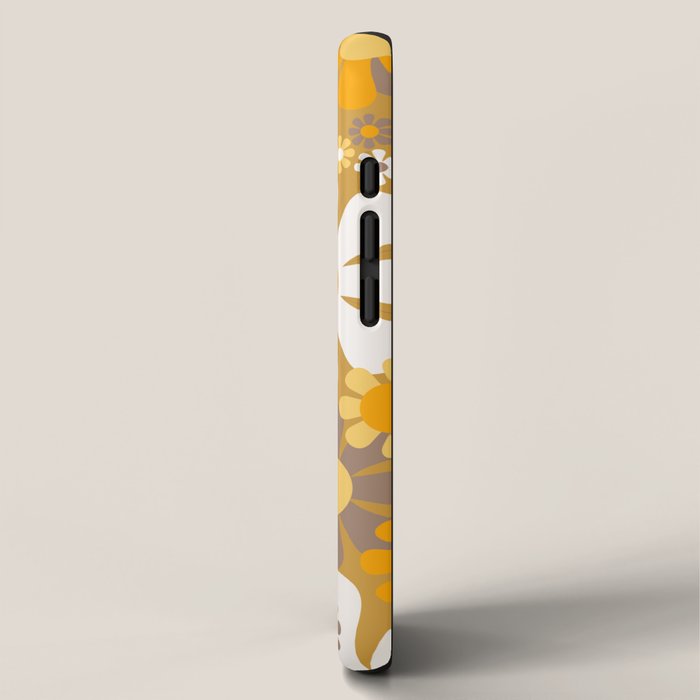 Retro Garden Flowers Groovy 60s 70s Floral Pattern in Ochre Yellow Orange iPhone Case Gallery Image 2