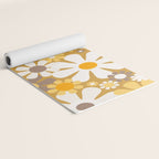 Retro Garden Flowers Groovy 60s 70s Floral Pattern in Ochre Yellow Orange Yoga Mat Gallery Image 2