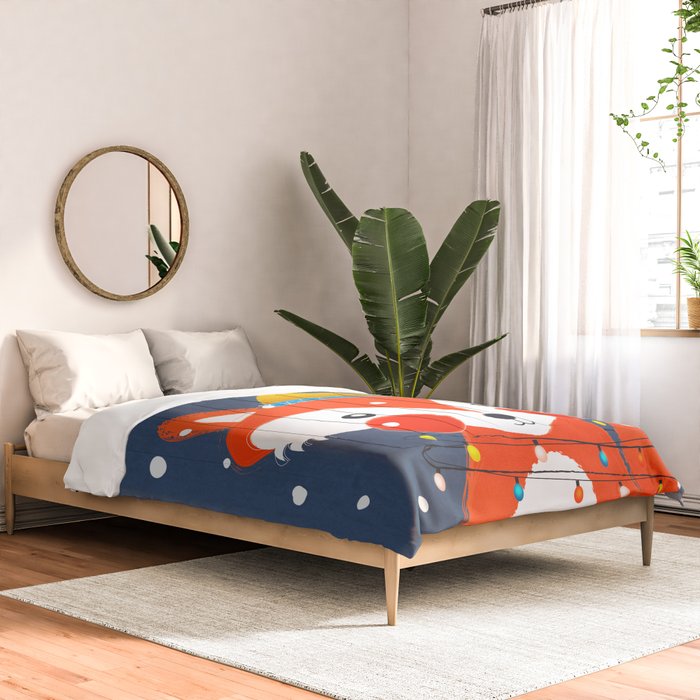 Cute christmas fox in the snow Comforter Gallery Image 2