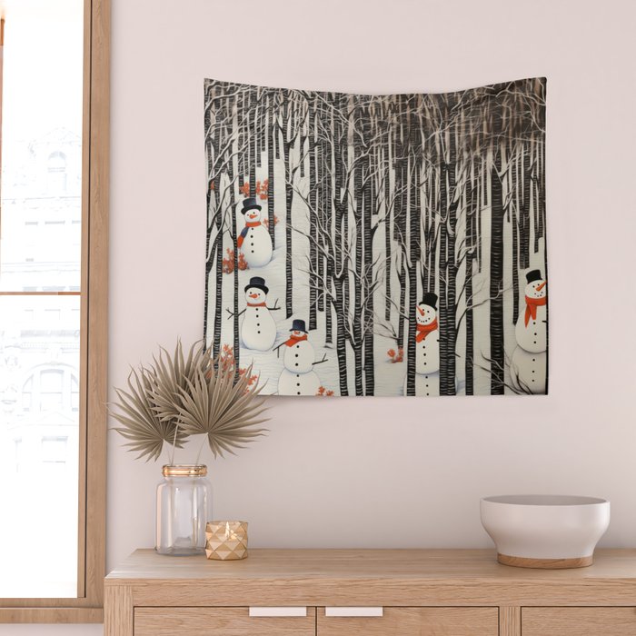 Secret Snowman Forest Wall Tapestry Gallery Image 2