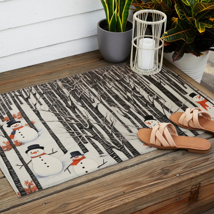 Secret Snowman Forest Outdoor Rug Gallery Image 2
