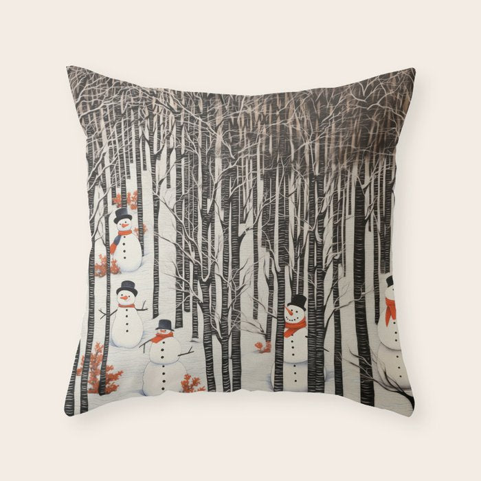 Secret Snowman Forest Throw Pillow Gallery Image 6