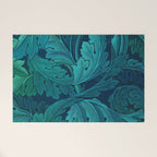 William Morris Acanthus Peacock Teal Vintage Pattern Welcome Mat Gallery Image 1