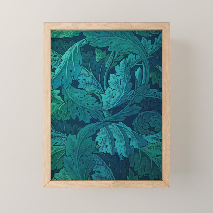 William Morris Acanthus Peacock Teal Vintage Pattern Mini Art Print Gallery Image 1