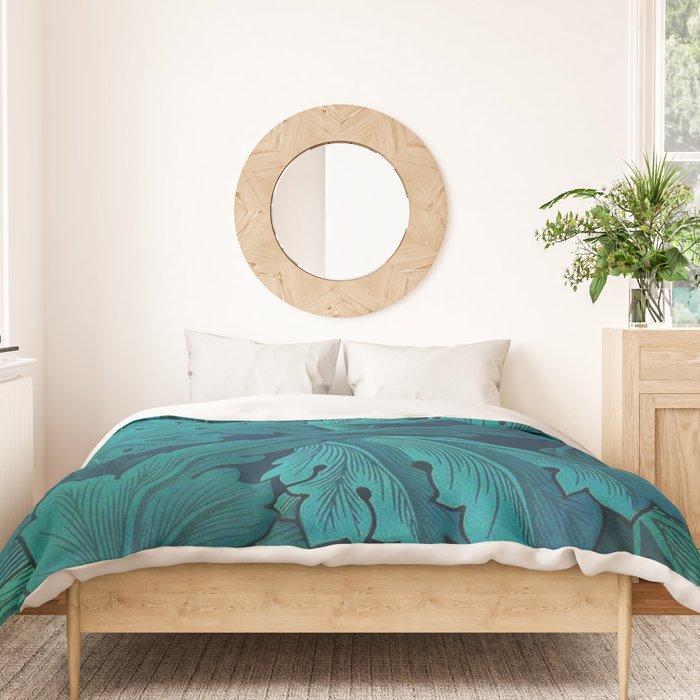 William Morris Acanthus Peacock Teal Vintage Pattern Duvet Cover Gallery Image 3