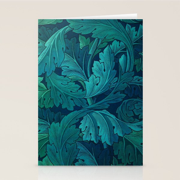 William Morris Acanthus Peacock Teal Vintage Pattern Stationery Card Gallery Image 2