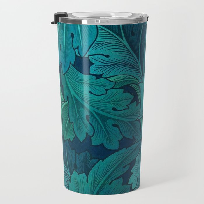 William Morris Acanthus Peacock Teal Vintage Pattern Travel Mug Gallery Image 3