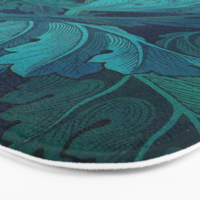 William Morris Acanthus Peacock Teal Vintage Pattern Bath Mat Gallery Image 3
