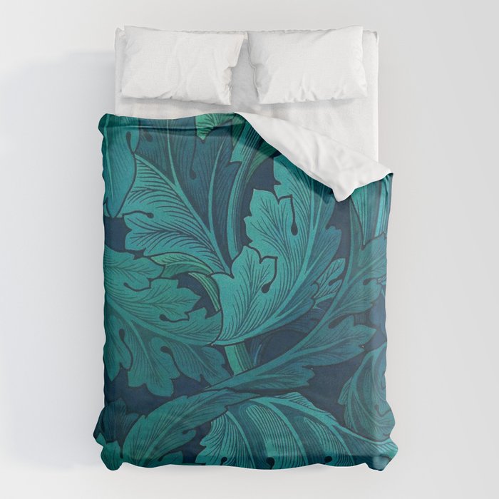 William Morris Acanthus Peacock Teal Vintage Pattern Duvet Cover Gallery Image 6