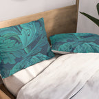 William Morris Acanthus Peacock Teal Vintage Pattern Pillow Sham Gallery Image 2