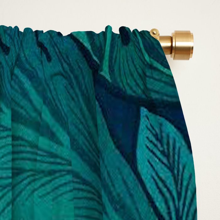 William Morris Acanthus Peacock Teal Vintage Pattern Window Curtain Gallery Image 2