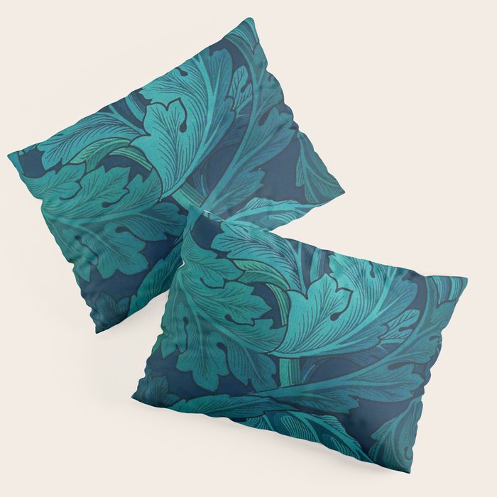 William Morris Acanthus Peacock Teal Vintage Pattern Pillow Sham Gallery Image 3