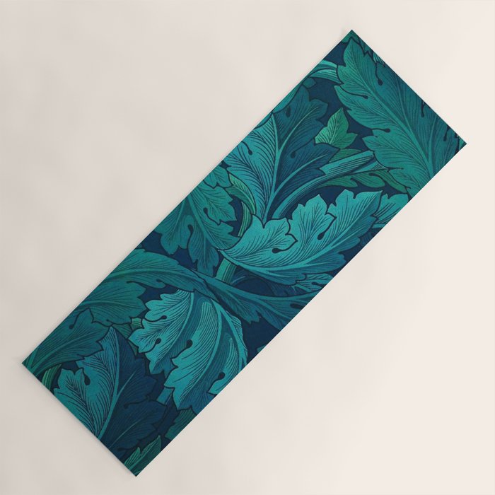 William Morris Acanthus Peacock Teal Vintage Pattern Yoga Mat Gallery Image 1