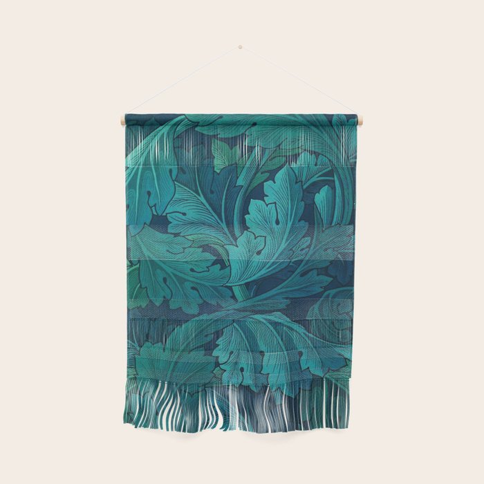 William Morris Acanthus Peacock Teal Vintage Pattern Wall Hanging Gallery Image 1