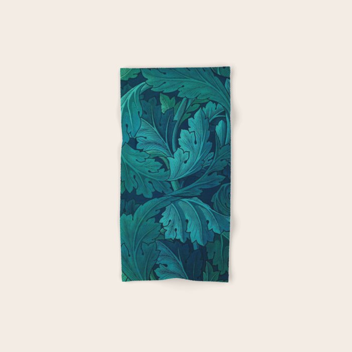 William Morris Acanthus Peacock Teal Vintage Pattern Bath Towel Gallery Image 1