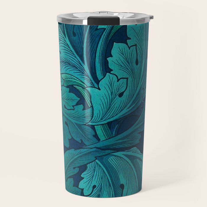 William Morris Acanthus Peacock Teal Vintage Pattern Travel Mug Gallery Image 1