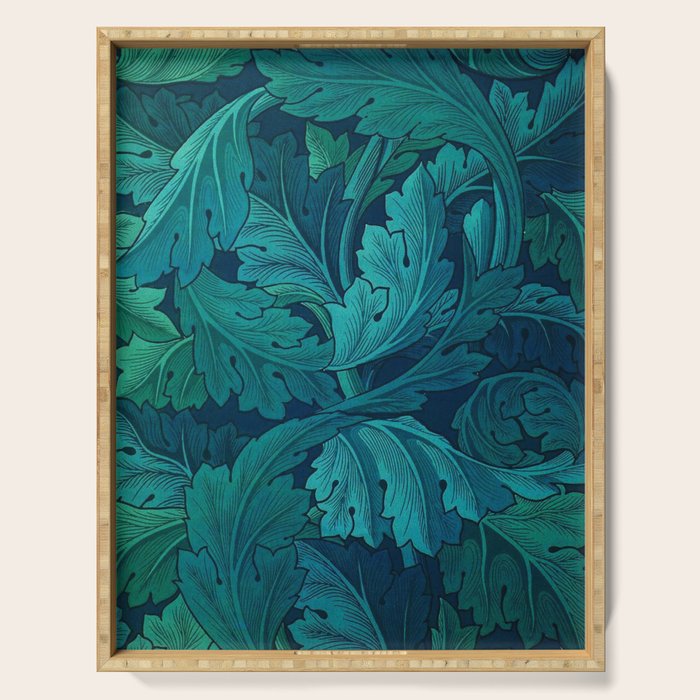 William Morris Acanthus Peacock Teal Vintage Pattern Serving Tray Gallery Image 1