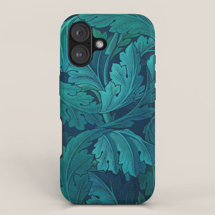 William Morris Acanthus Peacock Teal Vintage Pattern iPhone Case Gallery Image 1