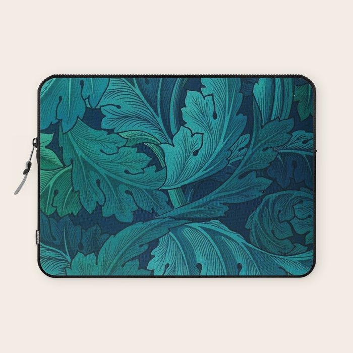 William Morris Acanthus Peacock Teal Vintage Pattern Laptop Sleeve Gallery Image 1