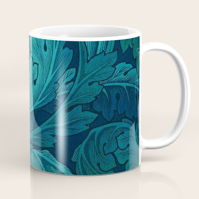 William Morris Acanthus Peacock Teal Vintage Pattern Coffee Mug Gallery Image 1