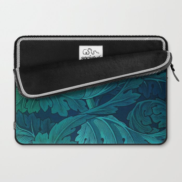 William Morris Acanthus Peacock Teal Vintage Pattern Laptop Sleeve Gallery Image 2