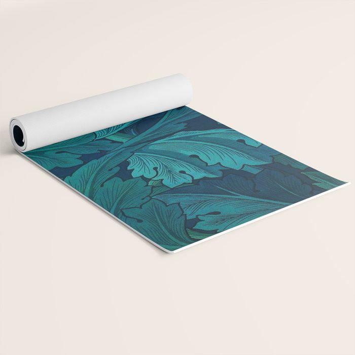 William Morris Acanthus Peacock Teal Vintage Pattern Yoga Mat Gallery Image 2