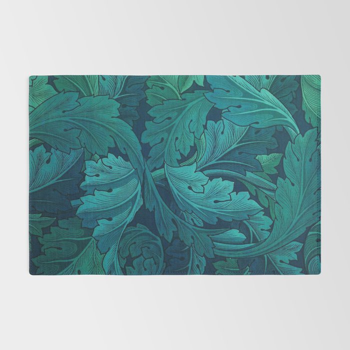 William Morris Acanthus Peacock Teal Vintage Pattern Rug Gallery Image 2
