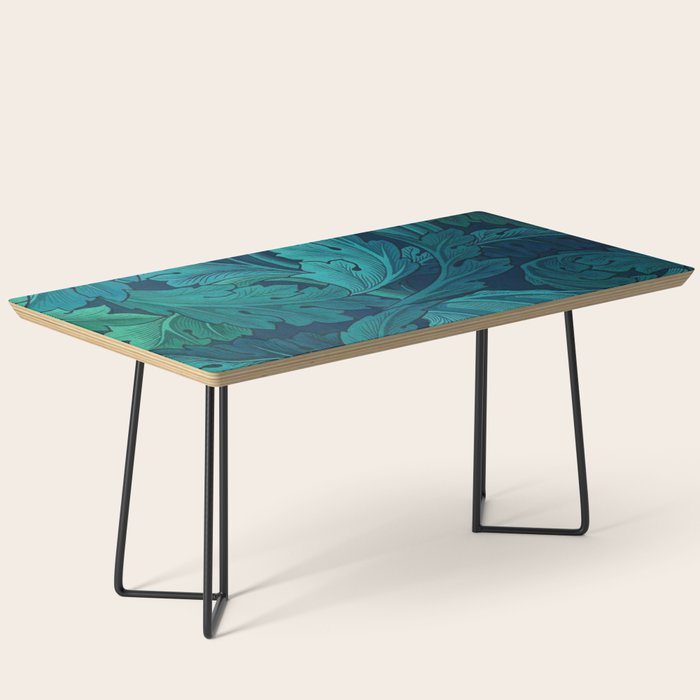 William Morris Acanthus Peacock Teal Vintage Pattern Coffee Table Gallery Image 1