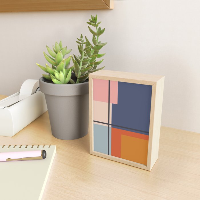 Mid Century Modern Retro Color Blocks 1 Mini Art Print Gallery Image 2