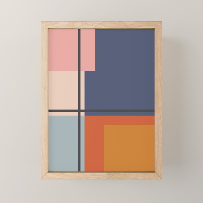 Mid Century Modern Retro Color Blocks 1 Mini Art Print Gallery Image 1