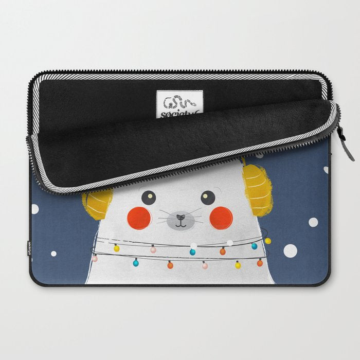 Christmas Baby Seal with fairy lights Laptop Sleeve Gallery Image 2