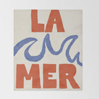 Retro Coastal Art Print - La Mer Throw Blanket Gallery Image 2