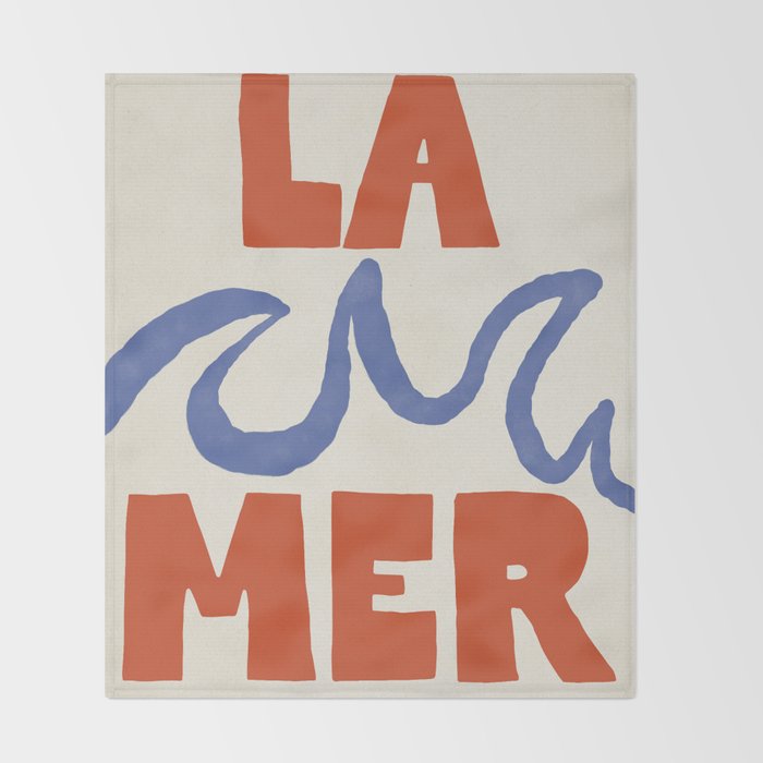Retro Coastal Art Print - La Mer Throw Blanket Gallery Image 2