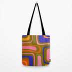 Palm Springs Retro Mid Century Modern Colorful Abstract Pattern Olive Khaki Green Pink Blue Orange Tote Bag Gallery Image 2