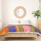 Palm Springs Retro Mid Century Modern Colorful Abstract Pattern Olive Khaki Green Pink Blue Orange Duvet Cover Gallery Image 3