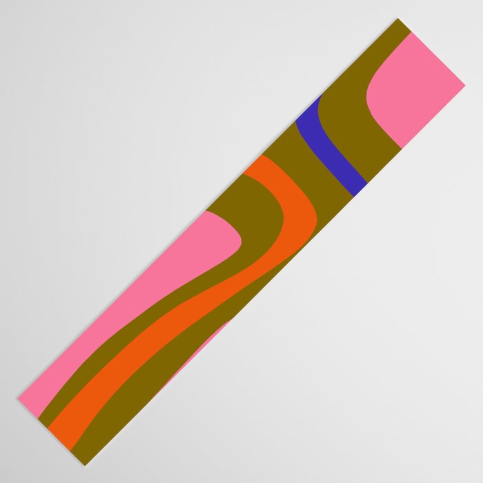 Palm Springs Retro Mid Century Modern Colorful Abstract Pattern Olive Khaki Green Pink Blue Orange Table Runner Gallery Image 3