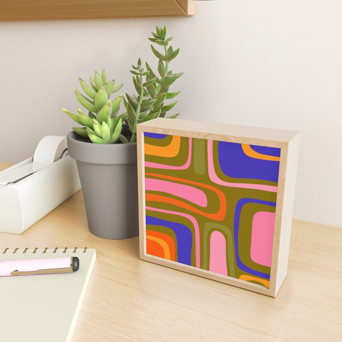 Palm Springs Retro Mid Century Modern Colorful Abstract Pattern Olive Khaki Green Pink Blue Orange Mini Art Print Gallery Image 2