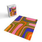 Palm Springs Retro Mid Century Modern Colorful Abstract Pattern Olive Khaki Green Pink Blue Orange Jigsaw Puzzle Gallery Image 2