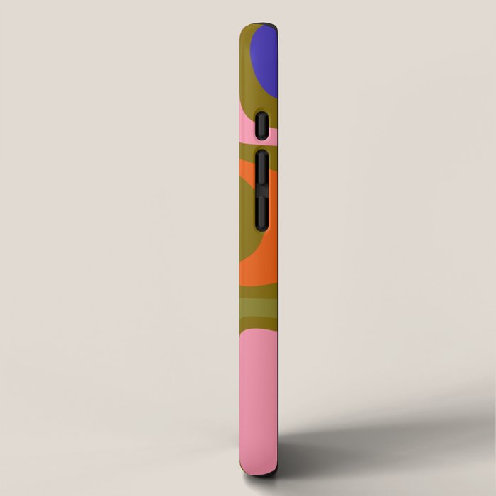 Palm Springs Retro Mid Century Modern Colorful Abstract Pattern Olive Khaki Green Pink Blue Orange iPhone Case Gallery Image 2