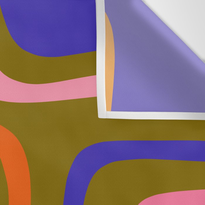 Palm Springs Retro Mid Century Modern Colorful Abstract Pattern Olive Khaki Green Pink Blue Orange Wall Tapestry Gallery Image 3