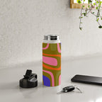 Palm Springs Retro Mid Century Modern Colorful Abstract Pattern Olive Khaki Green Pink Blue Orange Water Bottle Gallery Image 4