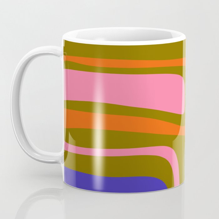 Palm Springs Retro Mid Century Modern Colorful Abstract Pattern Olive Khaki Green Pink Blue Orange Coffee Mug Gallery Image 3