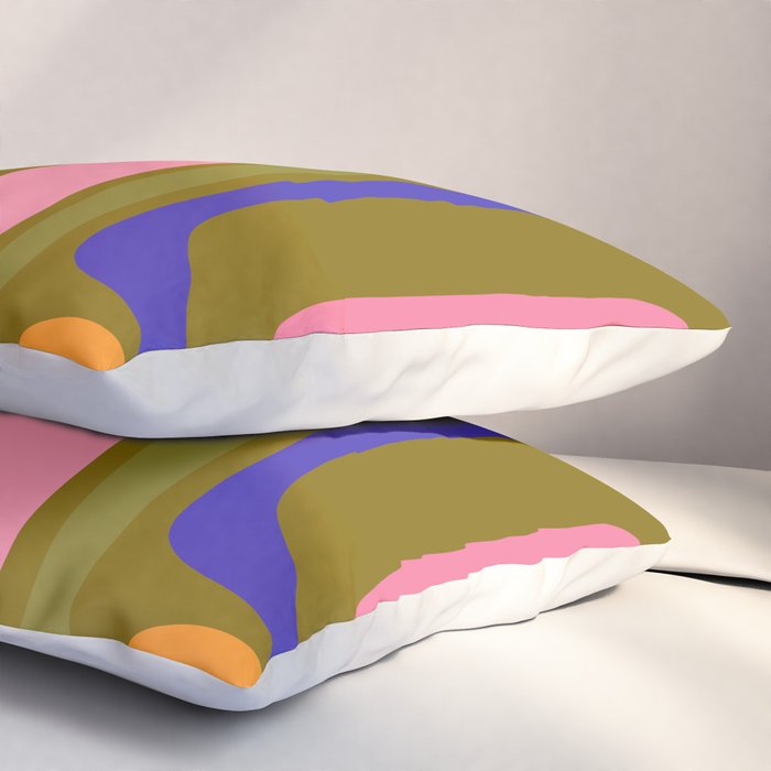 Palm Springs Retro Mid Century Modern Colorful Abstract Pattern Olive Khaki Green Pink Blue Orange Pillow Sham Gallery Image 3