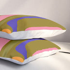Palm Springs Retro Mid Century Modern Colorful Abstract Pattern Olive Khaki Green Pink Blue Orange Pillow Sham Gallery Image 3